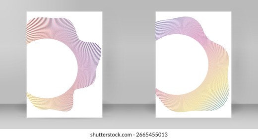 Bordas vibrantes de ondas de gradiente — linhas onduladas futuristas e formas geométricas abstratas para pôsteres mínimos, fundos digitais e projetos gráficos contemporâneos