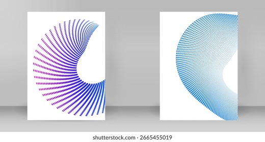Bordas vibrantes de ondas de gradiente — linhas onduladas futuristas e formas geométricas abstratas para pôsteres mínimos, fundos digitais e projetos gráficos contemporâneos
