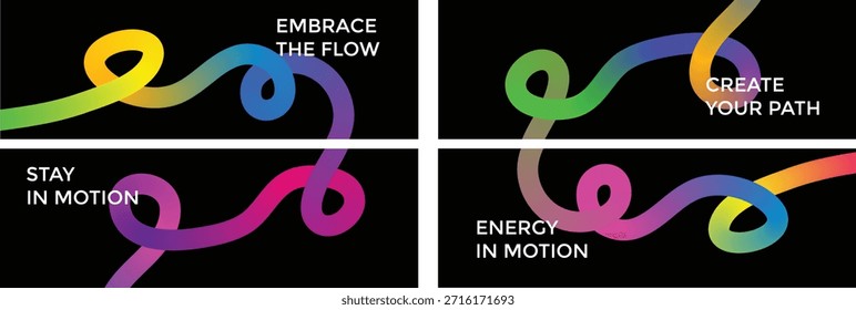 Vibrant gradient wave shape on dark background. Minimal abstract vector perfect for creative design and tech themes.