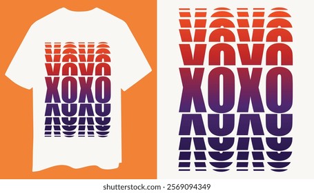 Vibrant Gradient XOXO Typography T-Shirt Design