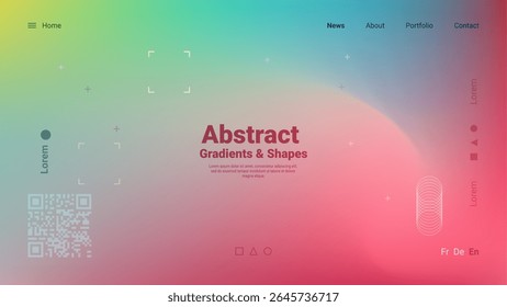Vibrant gradients and geometric shapes create an engaging visual display for a digital design showcase, highlighting artistic creativity and modern aesthetics.