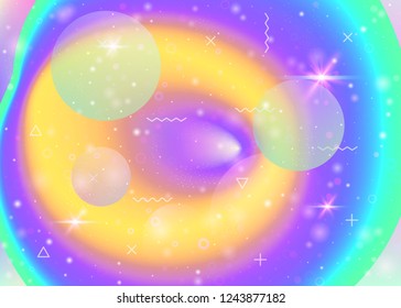 Vibrant gradients on rainbow background. Holographic dynamic fluid. Cosmos hologram. Design template for annual report, book and book. Fluorescent vibrant gradients.