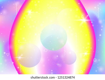 Vibrant gradients on rainbow background. Holographic dynamic fluid. Cosmos hologram. Graphic template for cover, annual report and placard. Multicolor vibrant gradients.