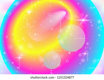 Vibrant gradients on rainbow background. Holographic dynamic fluid. Cosmos hologram. Design layout for wallpaper, web app and presentation. Vintage vibrant gradients.