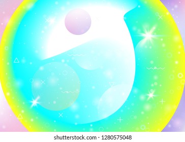Vibrant gradients on rainbow background. Holographic dynamic fluid. Cosmos hologram. Design template for wallpaper, mobile screen and annual report. Mystical vibrant gradients.