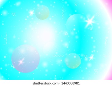 Vibrant gradients on rainbow background. Holographic dynamic fluid. Cosmos hologram. Graphic layout for annual report, flyer and wallpaper. Pearlescent vibrant gradients.