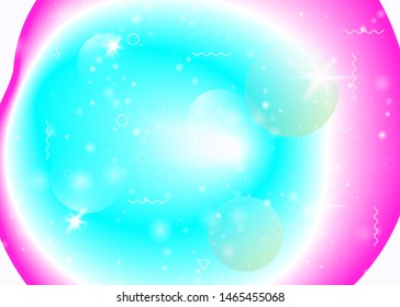 Vibrant gradients on rainbow background. Holographic dynamic fluid. Cosmos hologram. Graphic template for annual report, banner and wallpaper. Fluorescent vibrant gradients.