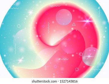 Vibrant gradients on rainbow background. Holographic dynamic fluid. Cosmos hologram. Design layout for mobile interface, flyer and flyer. Girlish vibrant gradients.