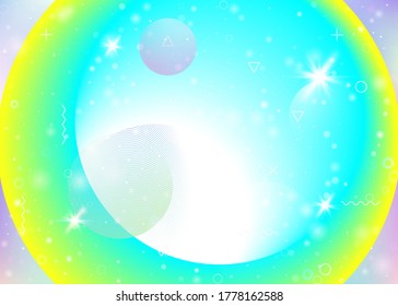 Vibrant gradients on rainbow background. Holographic dynamic fluid. Cosmos hologram. Graphic layout for poster, cover and book. Cute vibrant gradients.