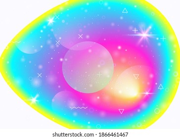 Gradientes vibrantes sobre fondo arco iris. Fluido dinámico holográfico. Holograma del cosmos. Diseño gráfico para presentación, folleto y pantalla móvil. Gradientes coloridos y vibrantes.
