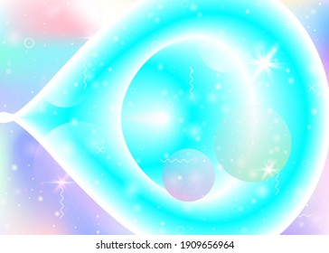 Vibrant gradients on rainbow background. Holographic dynamic fluid. Cosmos hologram. Graphic template for poster, book and annual report. Vintage vibrant gradients.