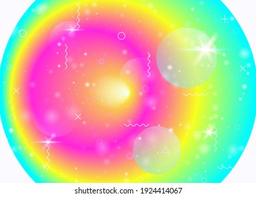 Lebhafte Farbverläufe auf Regenbogenhintergrund. Holografische dynamische Flüssigkeit. Kosmos-Hologramm. Grafiklayout für Poster, Banner und Broschüre. Spectrum-dynamische Farbverläufe.