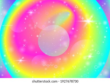 Vibrant gradients on rainbow background. Holographic dynamic fluid. Cosmos hologram. Design template for banner, mobile interface and mobile interface. Spectrum vibrant gradients.