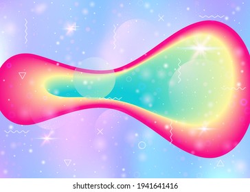 Vibrant gradients on rainbow background. Holographic dynamic fluid. Cosmos hologram. Design layout for wallpaper, flyer and placard. Girlie vibrant gradients.
