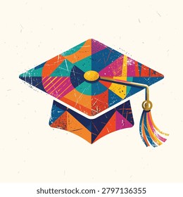 Vibrant graduation cap with tassel