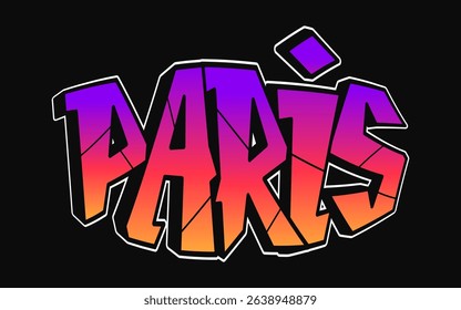Vibrant graffiti style paris lettering capturing urban spirit of french capital, highlighting city's creative visual identity