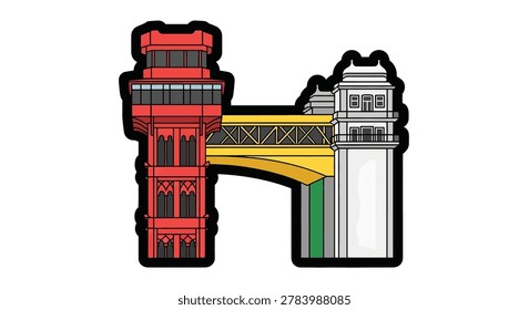 Vibrant graphic of bridge supports