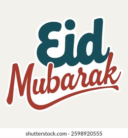 A vibrant graphic celebrating 'Eid with the text Eid Mubarak in a playful and stylish font
