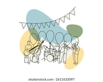 Vibrant graphic design celebrates International Music Day. This cheerful illustration celebrates International Music Day.