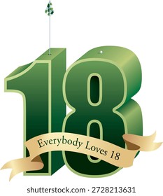 Un vibrante Diseño gráfico que celebra un 18 aniversario o un hito de cumpleaños, con audaces números de degradado verde de estilo 3D “18” y la frase “Todos aman 18”. Acentuado con una Pequeña bandera a cuadros, este diseño transmite emoción y celebración, lo que lo hace perfecto para cumpleaños, aniversarios, Anuncios de fiesta, invitaciones, carteles y promociones de eventos.