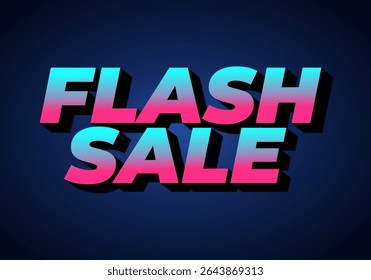 A vibrant graphic design featuring the bold text FLASH SALE in a gradient of pink and blue colors against a dark blue background The text has a 3D effect