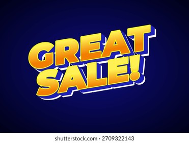 Un Diseño gráfico vibrante con un texto en tres dimensiones que dice ¡GRAN VENTA! en colores amarillo y naranja sobre un fondo azul oscuro.