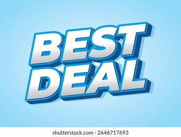A vibrant graphic design featuring the text BEST DEAL in bold, three dimensional letters The background is a soft blue, enhancing the visibility of the text Ideal for promotional materials