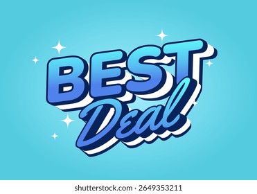 Um design gráfico vibrante com o texto MELHOR oferta em negrito, tipografia estilizada O fundo é um azul brilhante com acentos brilhantes, criando um olhar alegre e atraente