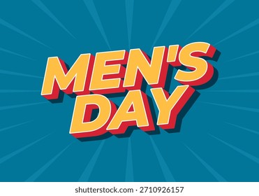 A vibrant graphic design featuring the text Mens Day in bold, colorful letters against a blue background with radiating lines.