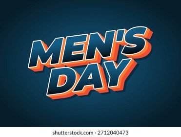 Un Diseño gráfico vibrante con el texto Mens Day en tipografía 3D con un fondo azul oscuro