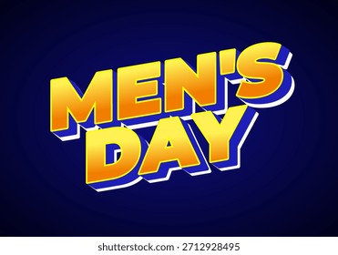 A vibrant graphic design featuring the text Mens Day in bold, 3D typography with a yellow and orange gradient on a dark blue background.