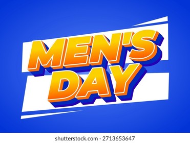 A vibrant graphic design featuring the text Mens Day in bold, 3D typography with a blue background.