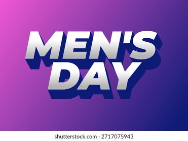 Un Diseño gráfico vibrante con el texto Día del Hombre en letras en negrita y tridimensionales. El fondo cambia de púrpura a rosa, creando un aspecto moderno y llamativo.