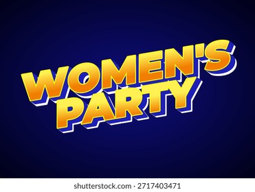 A vibrant graphic design featuring the text Womens Party in bold, yellow letters with a blue background.