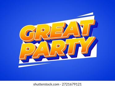 Un Diseño gráfico vibrante con el texto Gran fiesta en letras llamativas y coloridas sobre un fondo azul