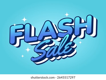 A vibrant graphic design featuring the words FLASH SALE in bold, stylized typography The background is a bright blue with sparkling accents, creating an eye catching promotional image