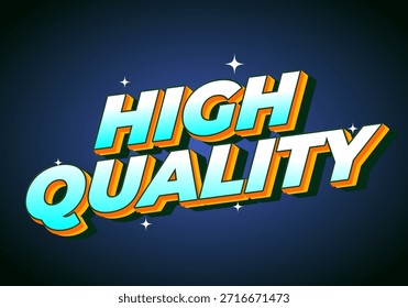 Um design gráfico vibrante com as palavras ALTA QUALIDADE em negrito, tipografia estilizada com um esquema de cores gradiente e um fundo escuro.