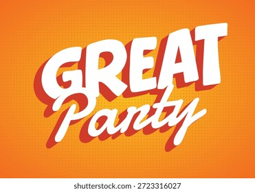 Un Diseño gráfico vibrante con las palabras Gran fiesta en tipografía audaz y juguetona sobre un fondo naranja.