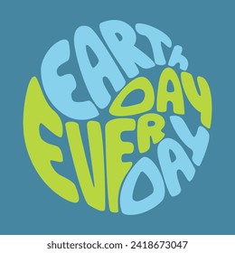 Vibrant graphic featuring stylized text Earth Day Every Day, promoting the continuous commitment to environmental protection.