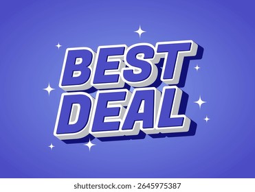 A vibrant graphic featuring the text BEST DEAL in bold, 3D style against a purple background with sparkling accents
