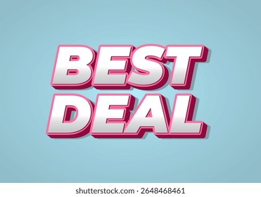 Un graphique vibrant représentant le texte BEST DEAL en gras, style 3D avec un contour rose sur fond bleu clair, idéal pour les promotions et les publicités