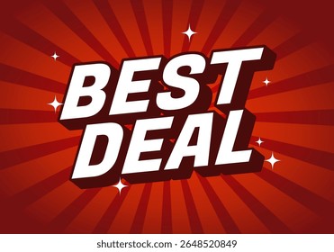 A vibrant graphic featuring the text BEST DEAL in bold, white letters against a red radial background with sparkling accents