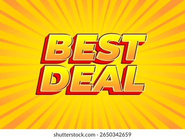 Um gráfico vibrante com o texto MELHOR OFERTA em negrito, estilo 3D contra um fundo amarelo brilhante com linhas radiantes, transmitindo entusiasmo e urgência