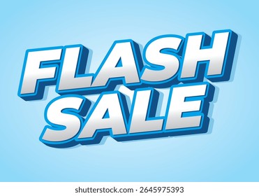 A vibrant graphic featuring the text FLASH SALE in bold, 3D style with a blue outline against a light blue background