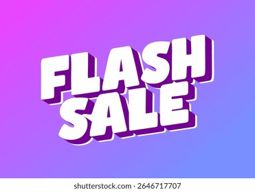 A vibrant graphic featuring the text FLASH SALE in bold, 3D style typography The background transitions from purple to blue, creating an eye catching effect suitable for promotional materials