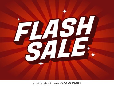 A vibrant graphic featuring the text FLASH SALE in bold, dynamic typography against a red radial background with starburst effects