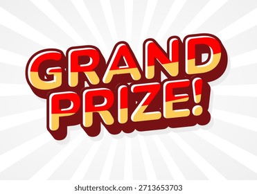 Um gráfico vibrante com o texto Grand Prize! em letras coloridas e em negrito com um fundo de explosão solar.