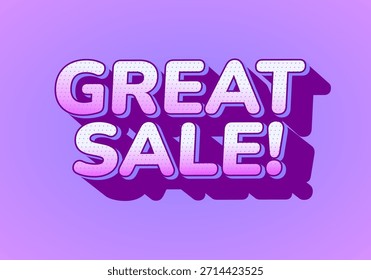 A vibrant graphic featuring the text Great Sale! in bold, playful typography with a gradient effect on a purple background.