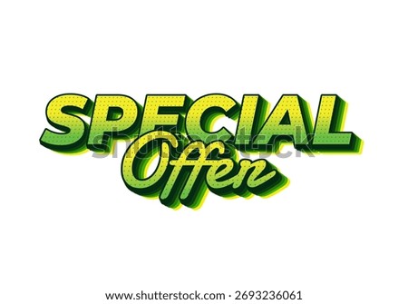A vibrant graphic featuring the text Special Offer in bold, green and yellow colors with a modern design.