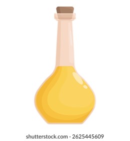 Vibrant graphic illustration of a closed bottle of olive oil with a cork, isolated on a white backdrop
